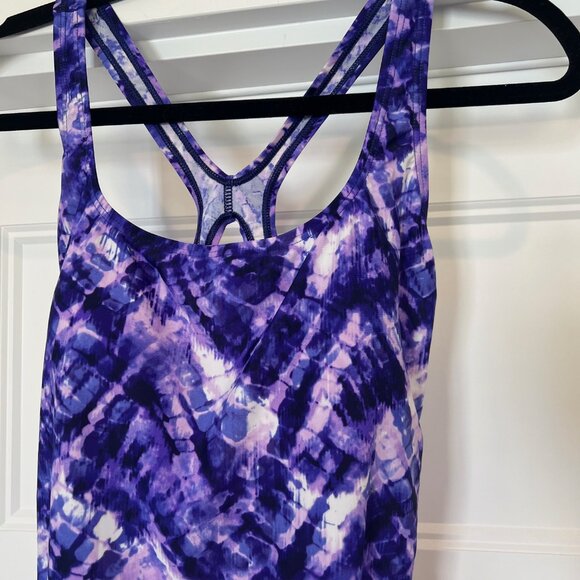 NWOT Speedo Women Size 12 Purple/White Tie Dye One Piece Swimsuit - Picture 3 of 11